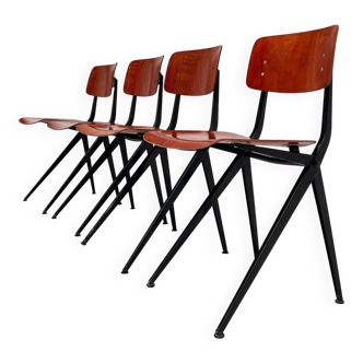 Set of 4 school chairs by Ynske Kooistra for Marko Holland, 1960s