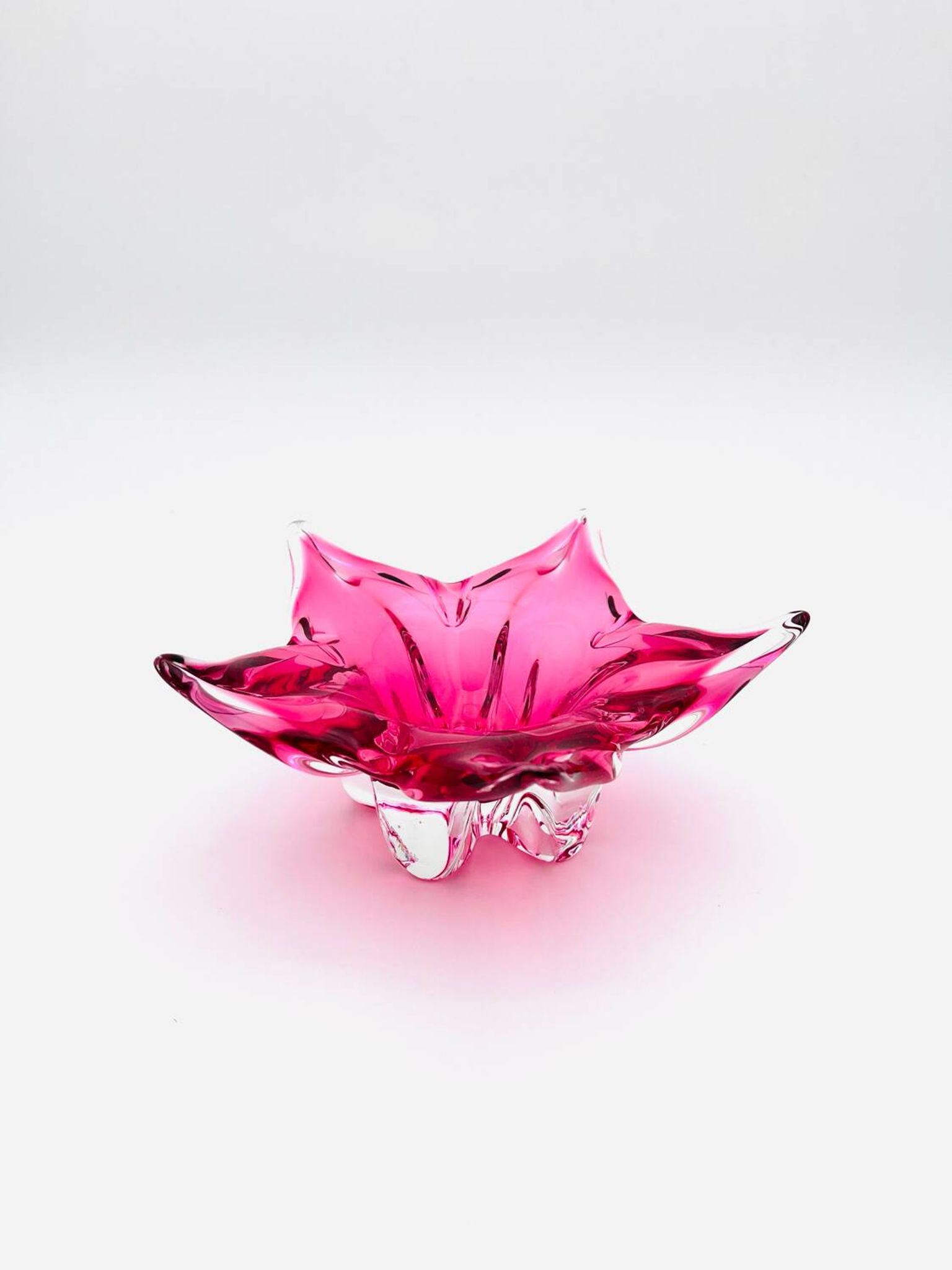 Coupe Sommerso Josef Hospodka - Cristal de Bohême Rose -Circa 1960