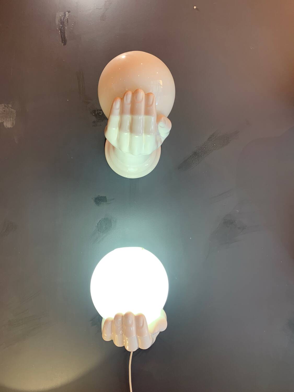 Handmade ceramic wall lamp from the 80s