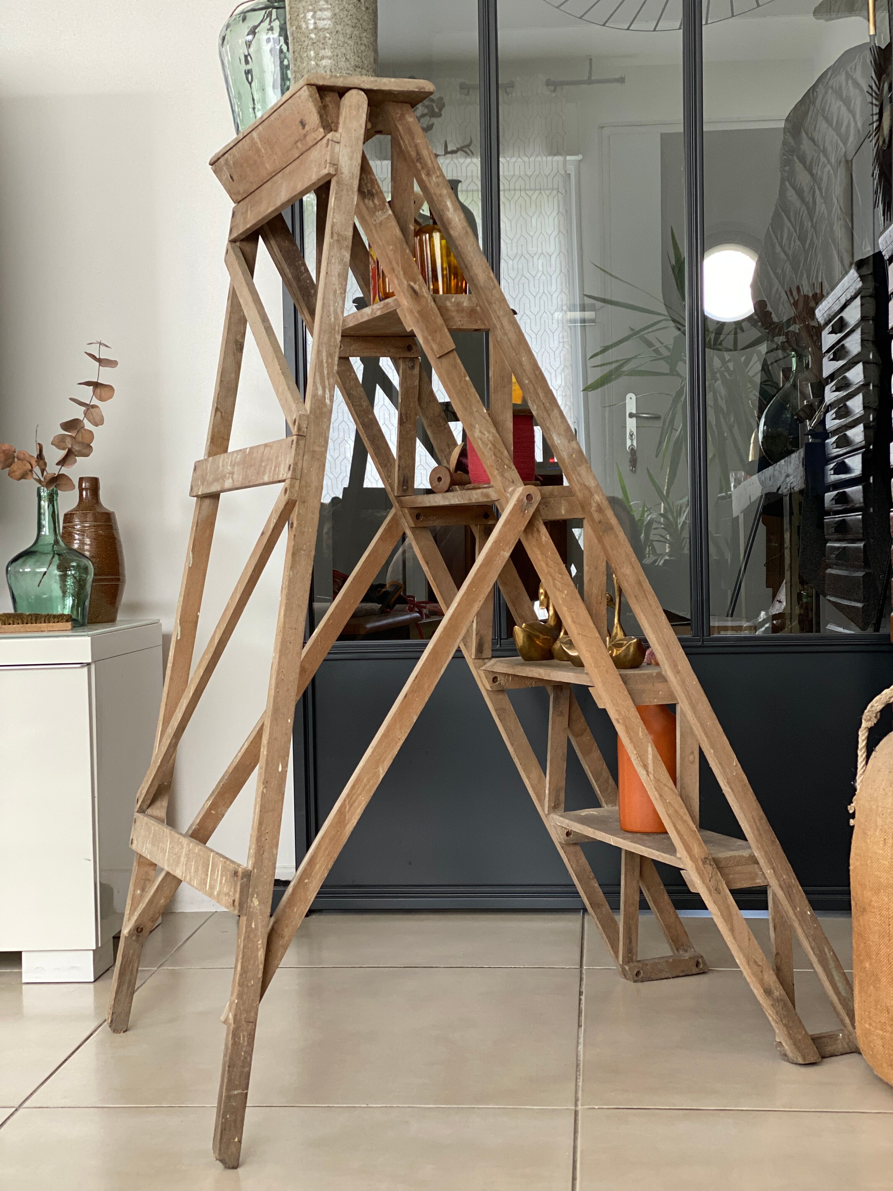 Vintage wood stepladder