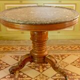 Round pedestal table, central foot and marble top, nineteenth °