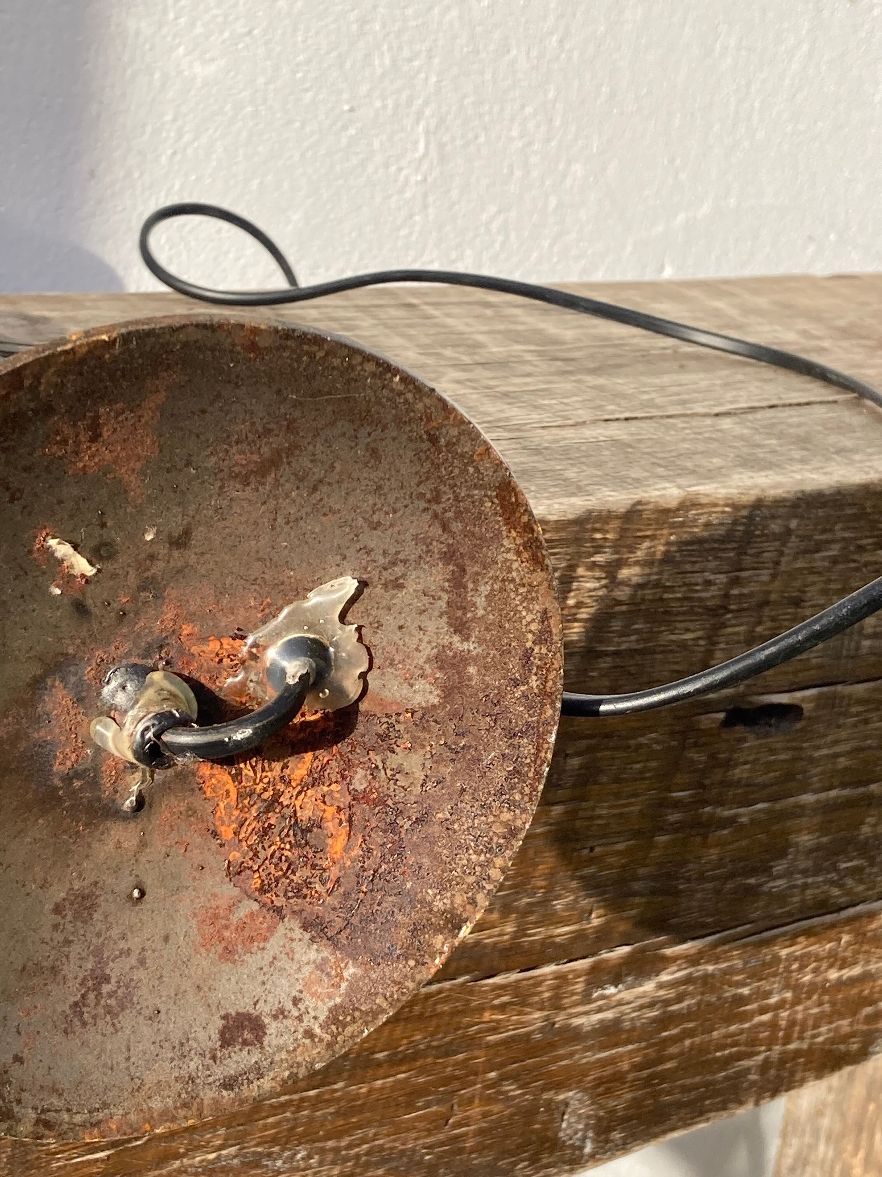 Vintage sun-shaped wrought iron lamp foot