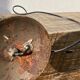 Vintage sun-shaped wrought iron lamp foot