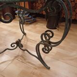 Table à thé en fer forgé et verre 1930-1940