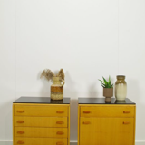 Set of vintage wooden design bedside tables