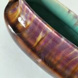 Oval ceramic vase with handles, glazed, 20th century.