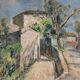 Modern painting signed Renzo Biasion, landscape of Garda, 1953.