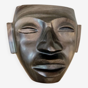 Sculpture - obsidian man's face