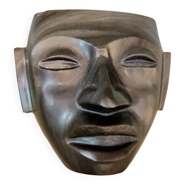 Sculpture - visage d homme en obsidienne - Bon état sur Selency