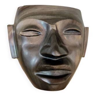 Sculpture - man's face in obsidian