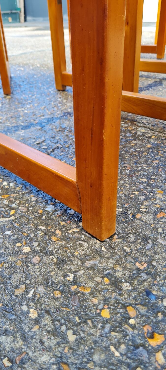 Set of 8 chairs in elm and straw by Maison Regain