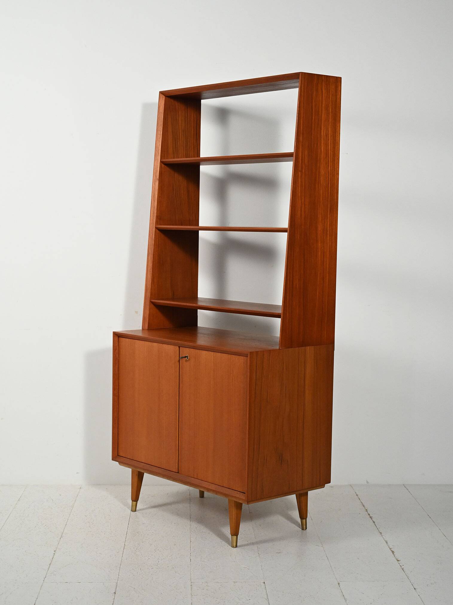 Scandinavian teak bookcase with cabinet, 1950s–1960s
