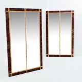 Large pair of 19th century gilded wood mirrors in bamboo and silk style