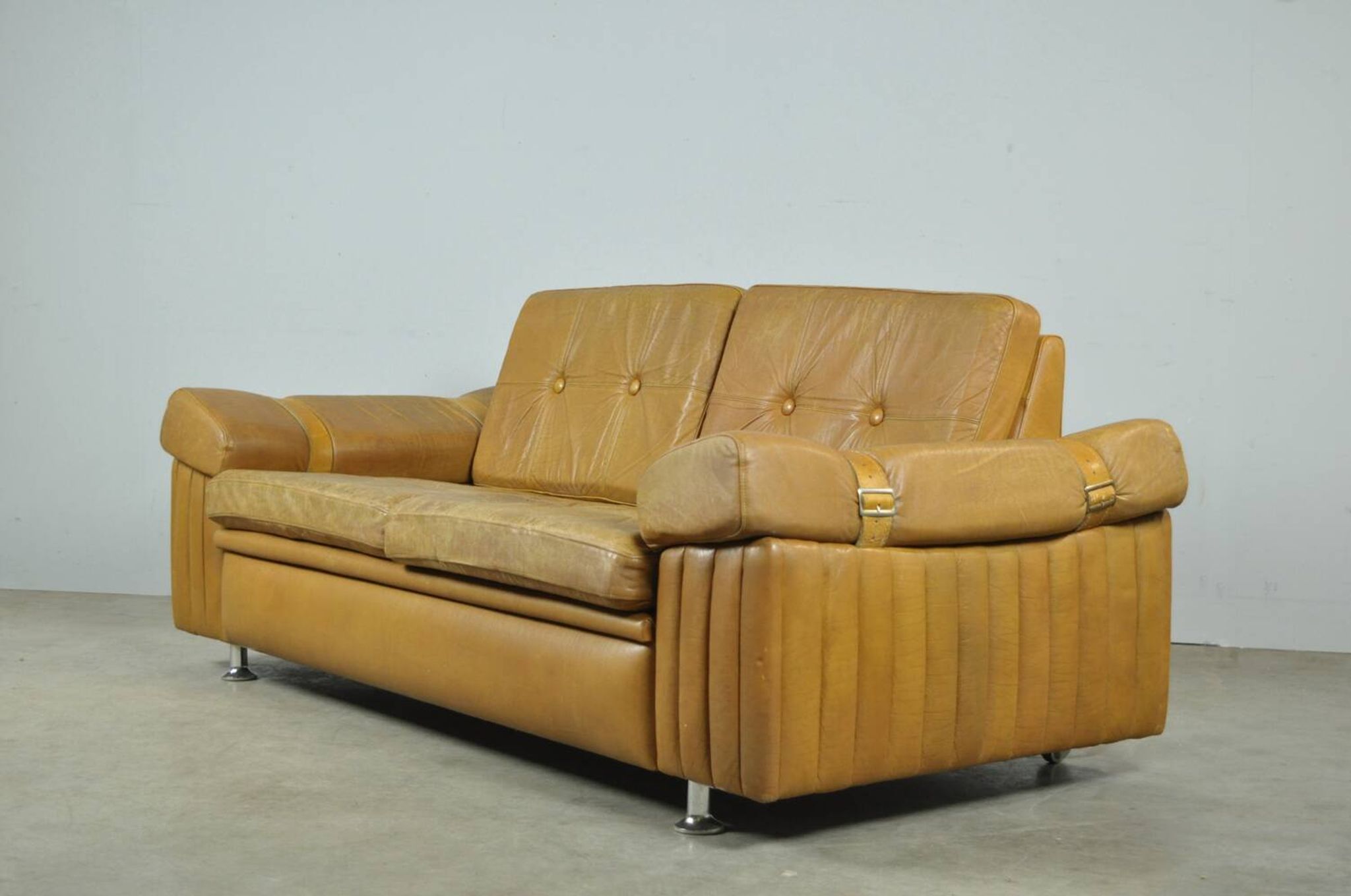 Danish vintage leather 2-seater sofa by svend skipper, 1970s