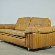 Danish vintage leather 2-seater sofa by svend skipper, 1970s