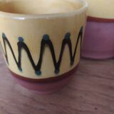 Ceramic carafe and two matching ceramic cups