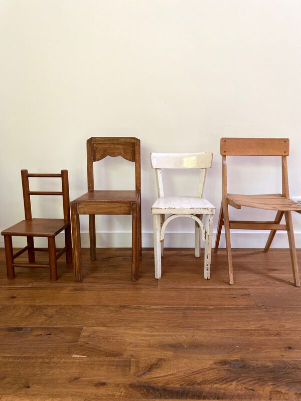 Chaise scandinave vintage en bois pour enfant