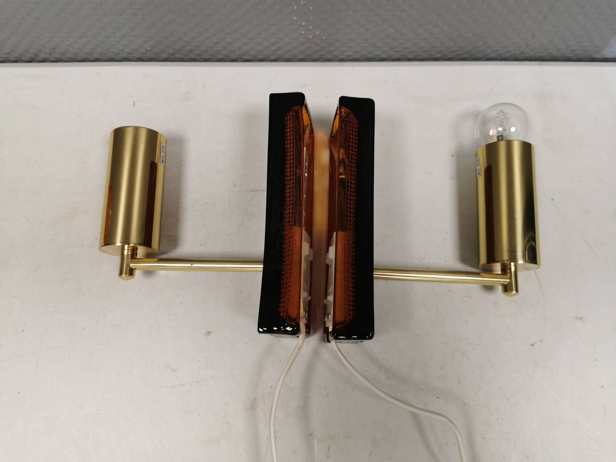 Wall lamps by Danish Vitrika with glass produced at Örrefors glass Sweden