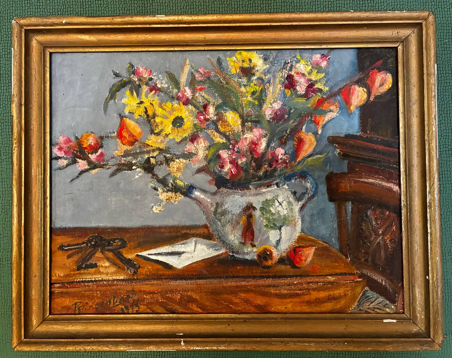 Still life painting with flowers and keys, 1973