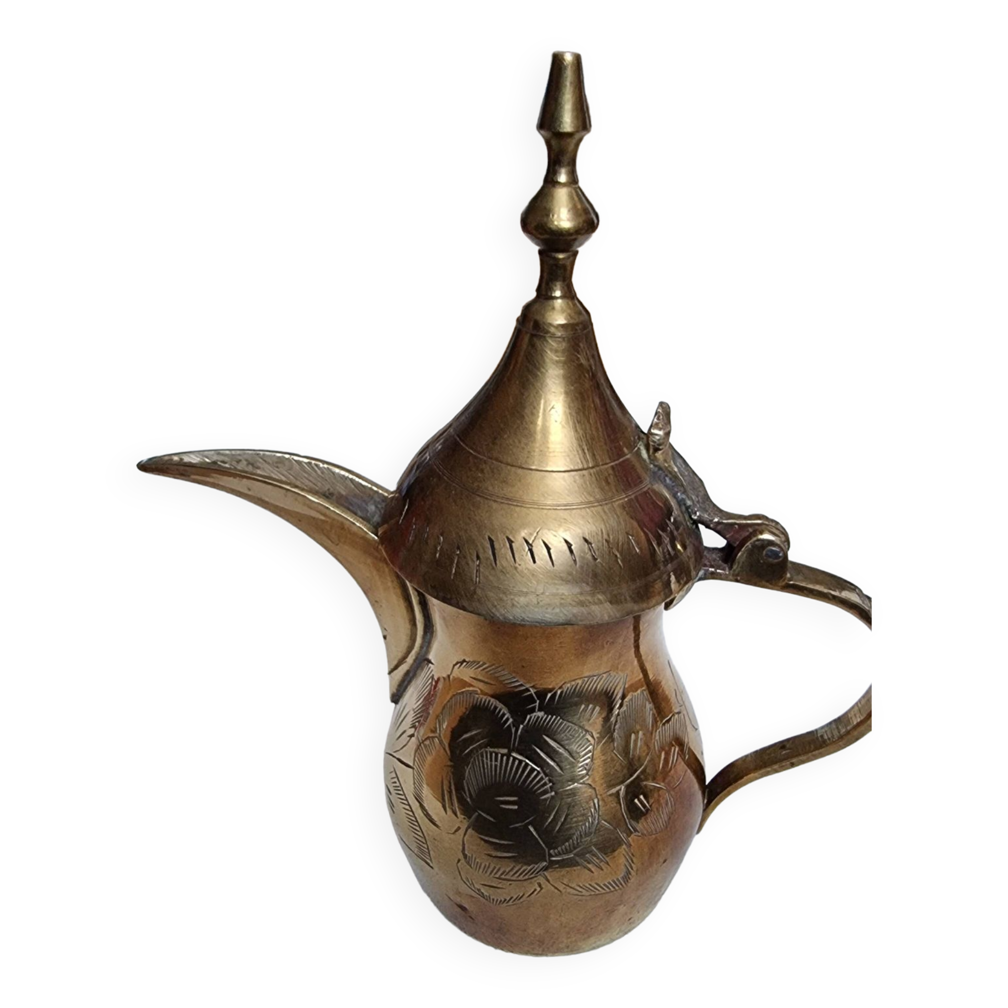 Small carved brass pourer