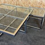 Table basse chrome & laiton 2 tables gigognes
