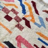 Moroccan Berber carpet Beni Ouarain ecru with colorful patterns 305x216cm