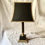 Vintage table lamp in gold brass and black marble