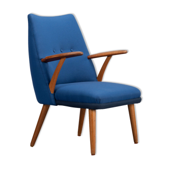 Danish Midcentury Reupholstered Blue Cocktail Chair, 1960s