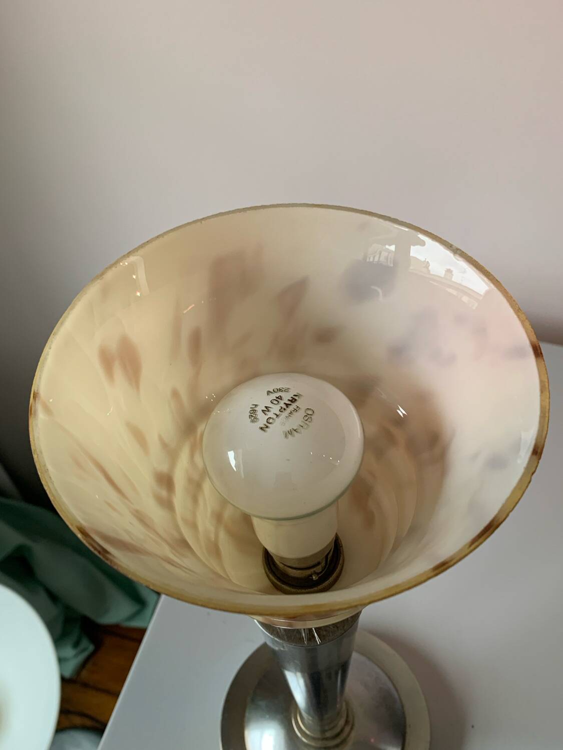 Silver bronze art deco table lamp