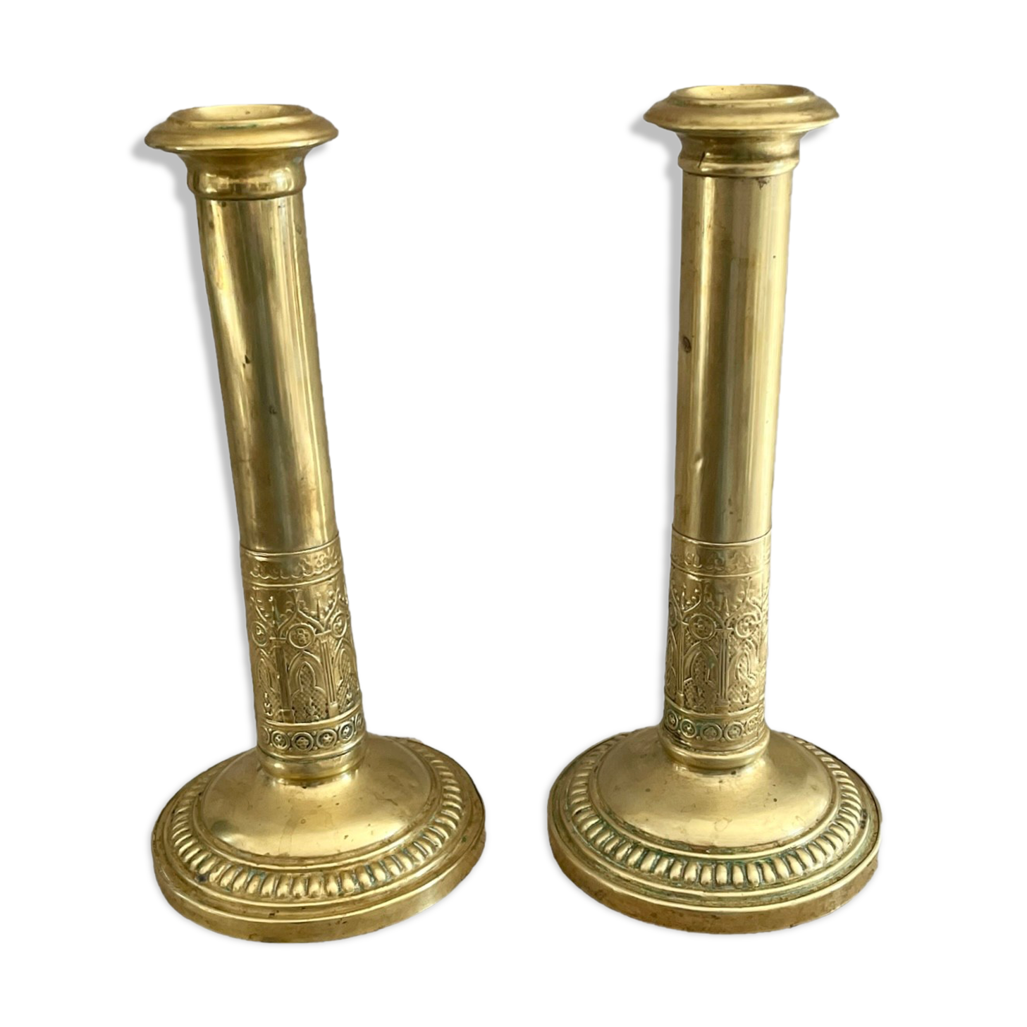 Pair of brass candle holders