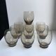 Set of 9 design art deco smoked glass water glasses 30s