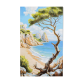 Plage peinte à l'huile signée