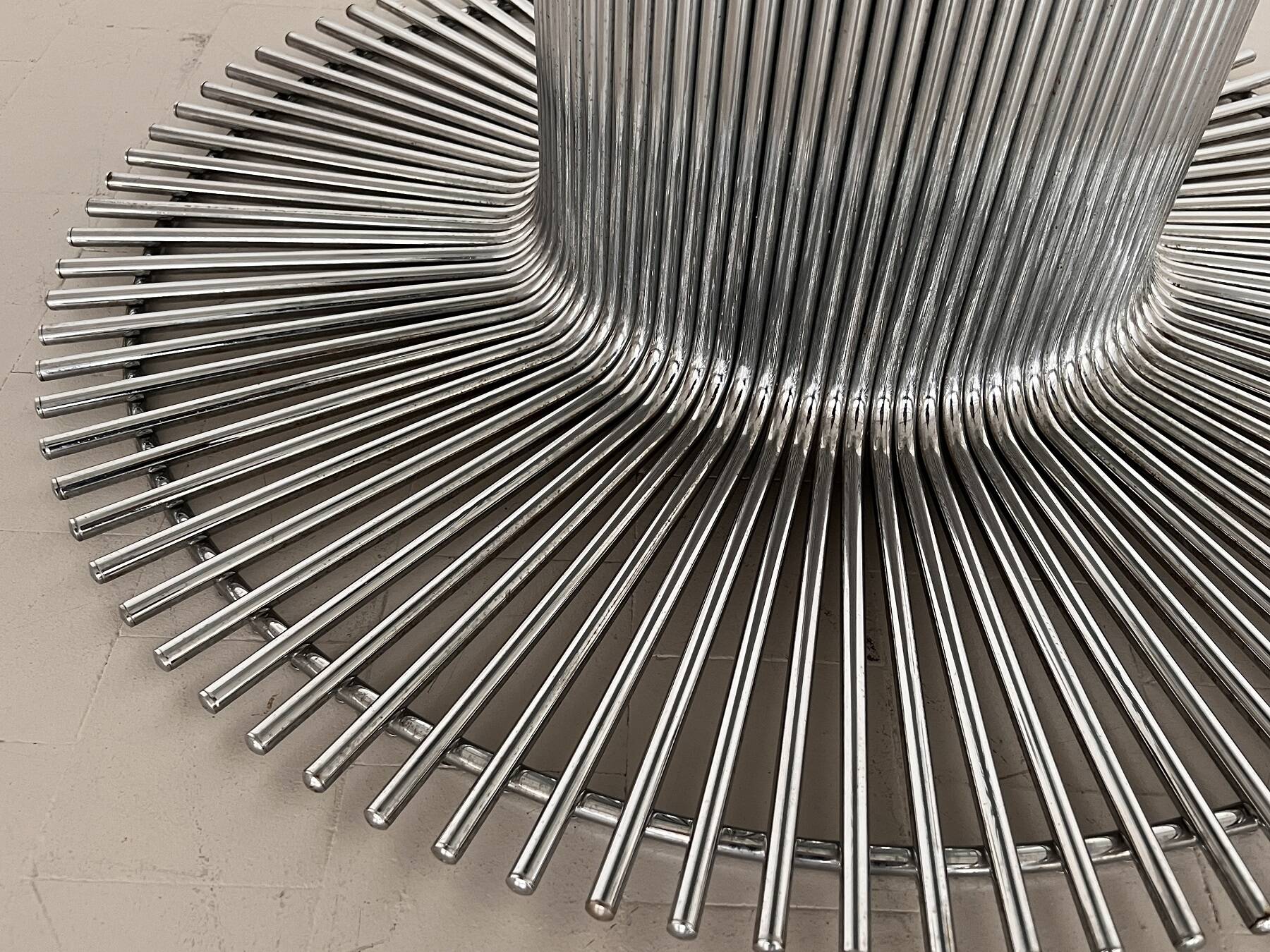 Italian Pedestal Dining Table in Chrome and Glass