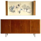 Sideboard and Matching Decorative Art Piece from the Cruise Liner "SS Rotterdam"