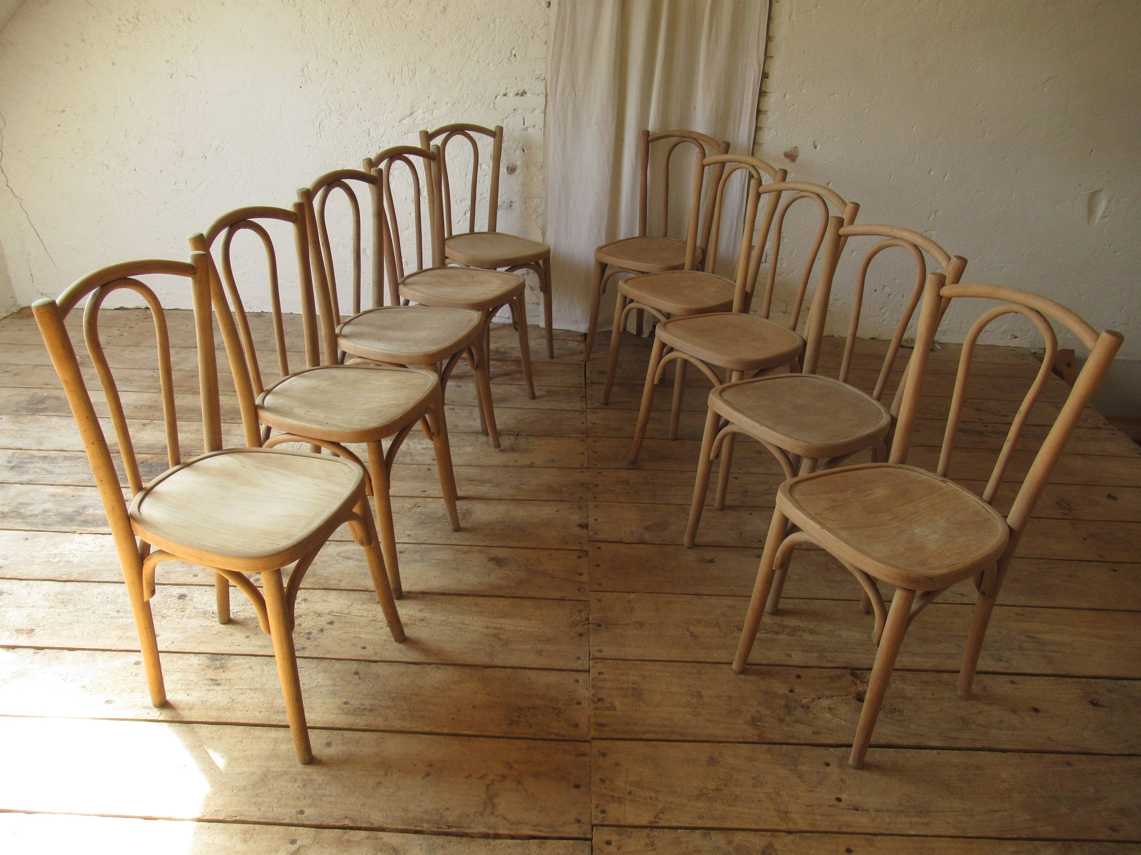 Raw wood bistro chairs.