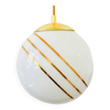 Lampe boule vintage hollywood regency en verre de lait doré