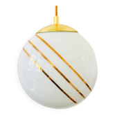 Vintage hollywood regency ball lamp in milk glass gold