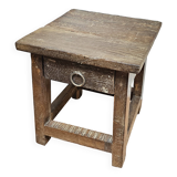 Small teak stool with 1 drawer
