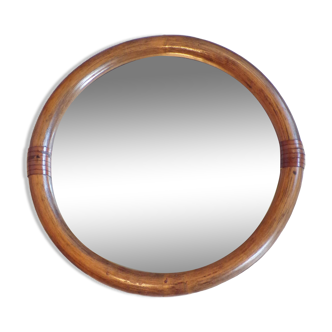 Miroir rond vintage en  osier