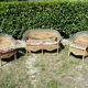 Vintage rattan lounge: one bench, two armchairs
