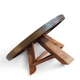 Round brutalis coffee table with brass / copper top / 1960s