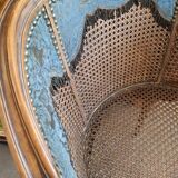 Louis XVI style office armchair in walnut and canning