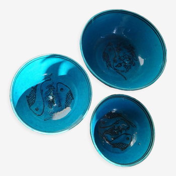 3 kashan Persian bowls