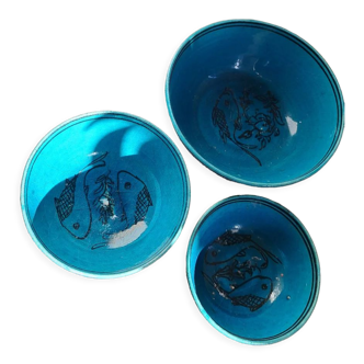 3 kashan Persian bowls