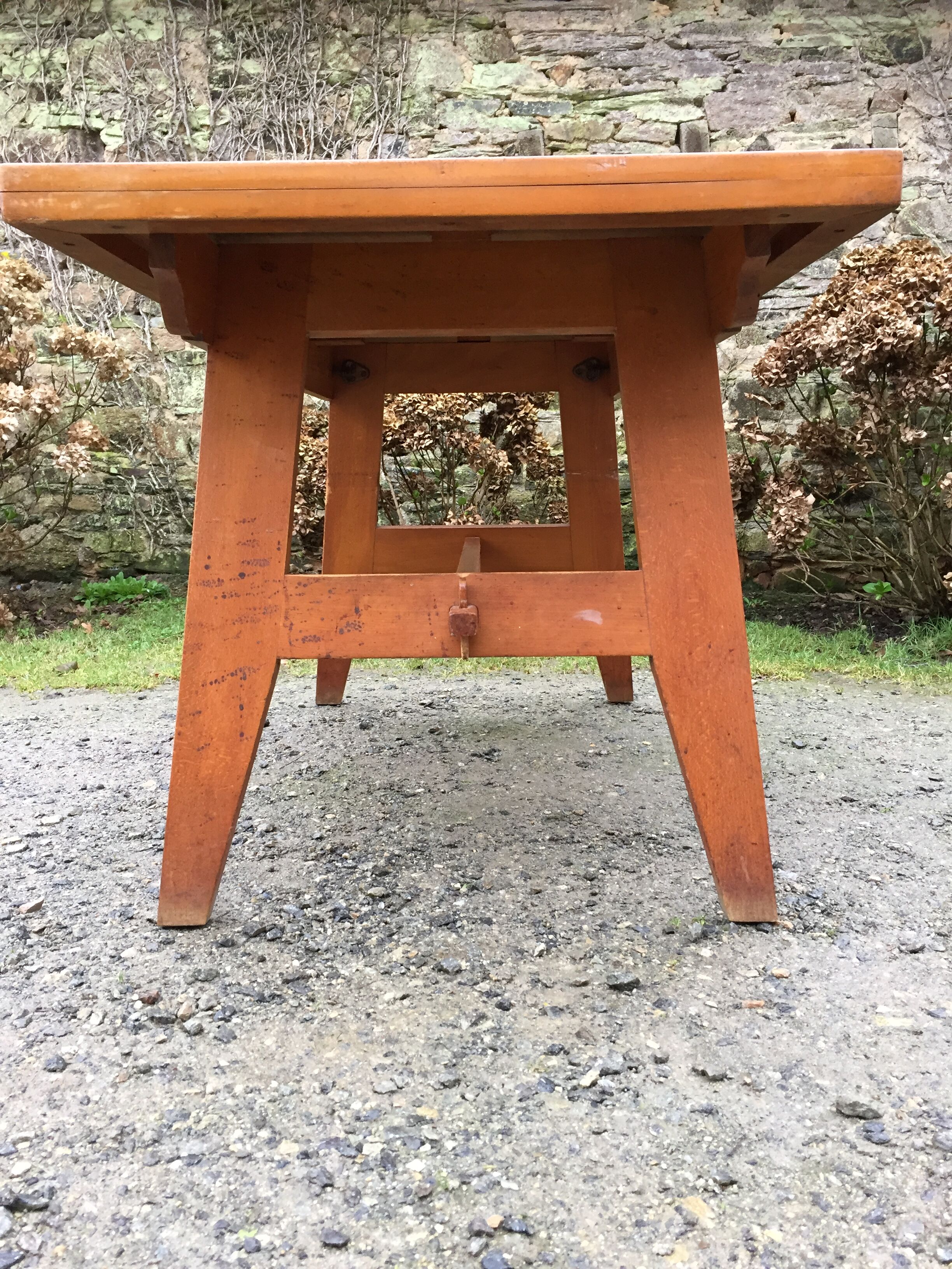 Vintage table René Gabriel in beech period reconstruction
