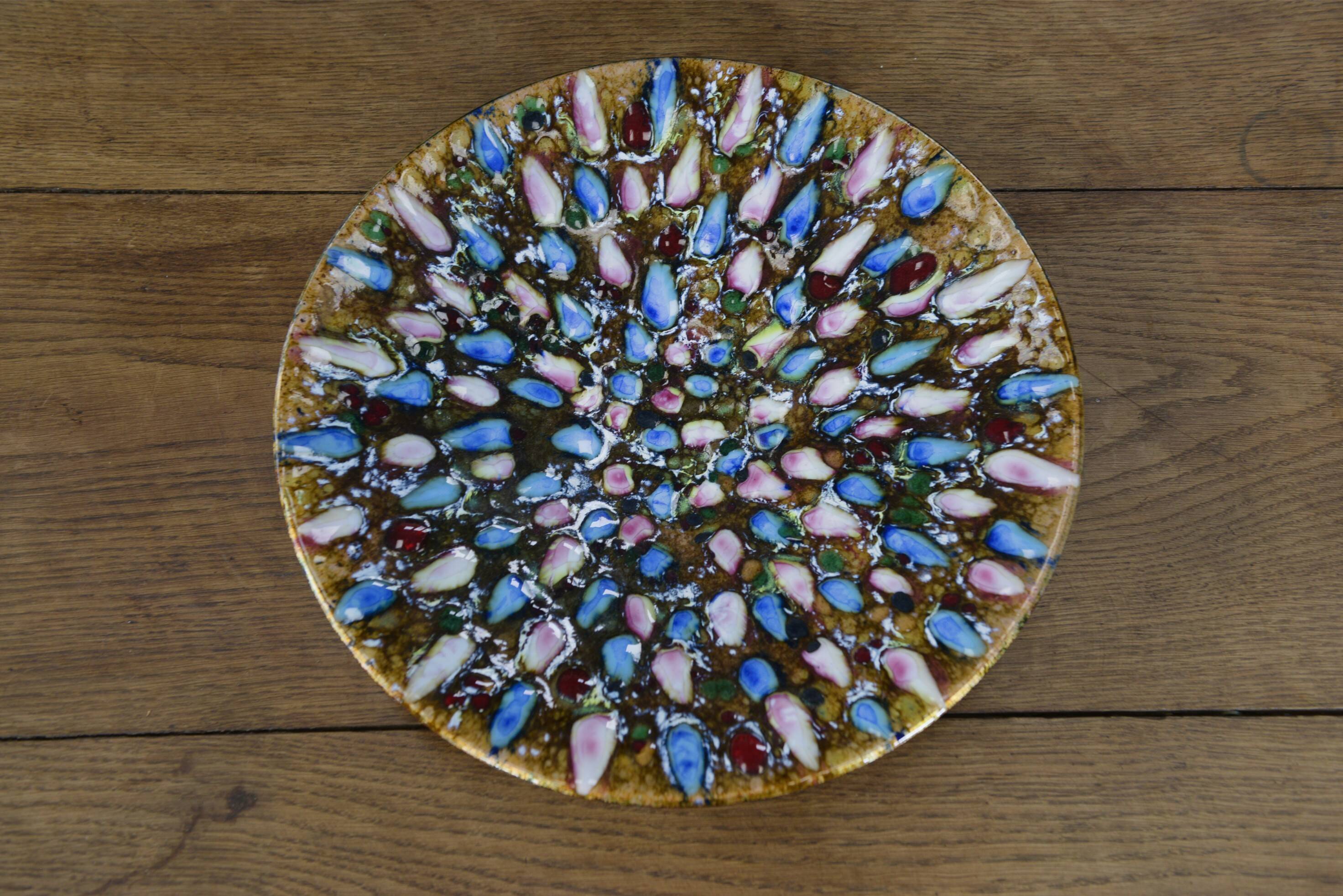 Colorful enameled metal centerpiece 1970