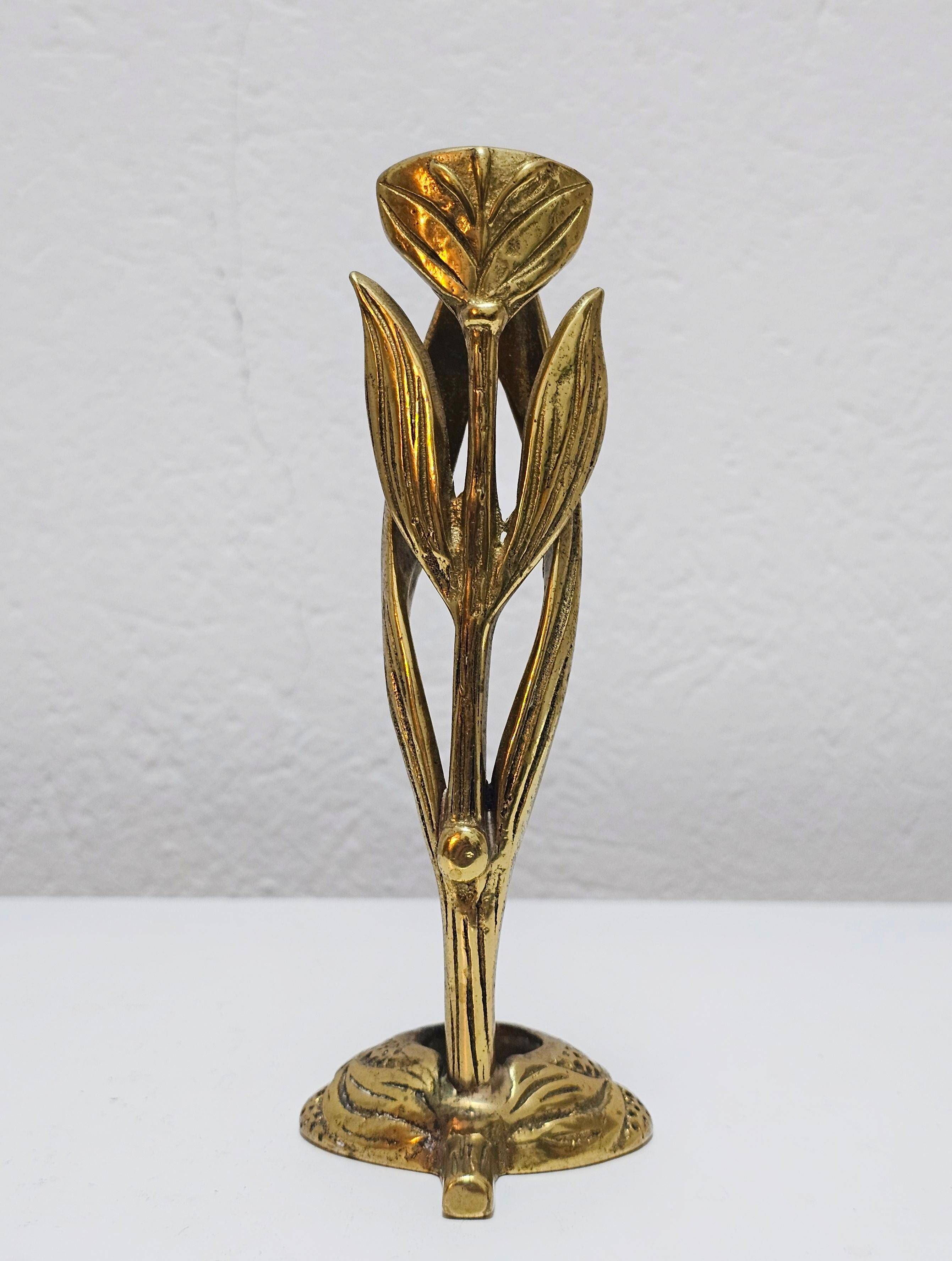 Brutalist Sculptural Candle Holder in the shape of an Iris by Heinz Goll 1960s
