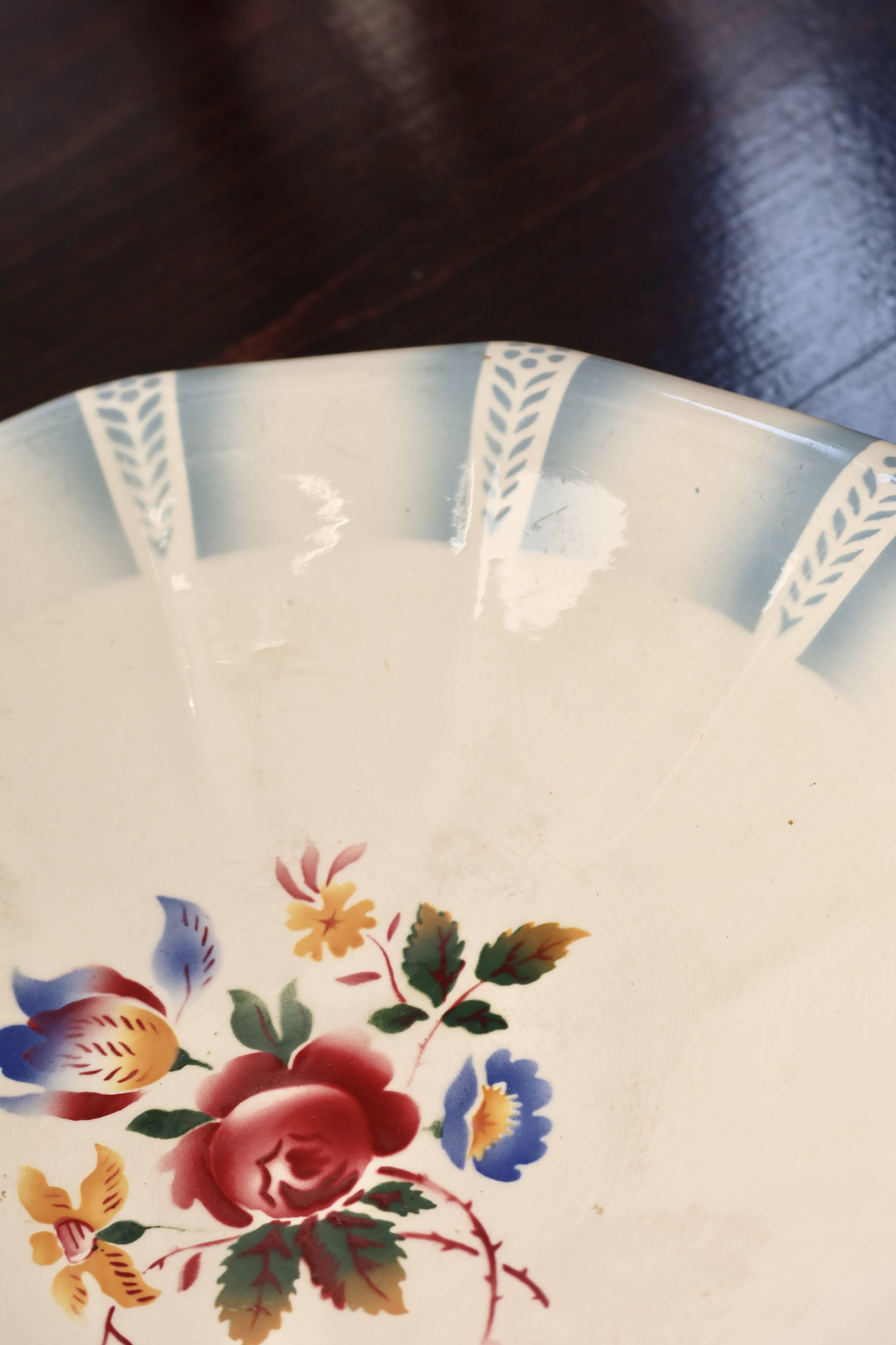 Saladier vintage Sarreguemines - Modèle Claude - Faïence fleurie