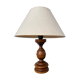 Wooden lamp turned off-white vintage lampshade