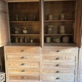Old workshop furniture, 2 bodies with drawers and a cupboard.